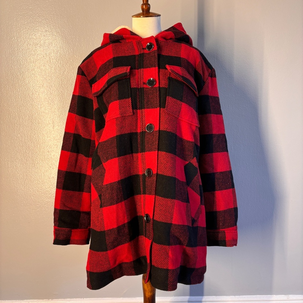 North Style Red and Black Buffalo Plaid Jacket